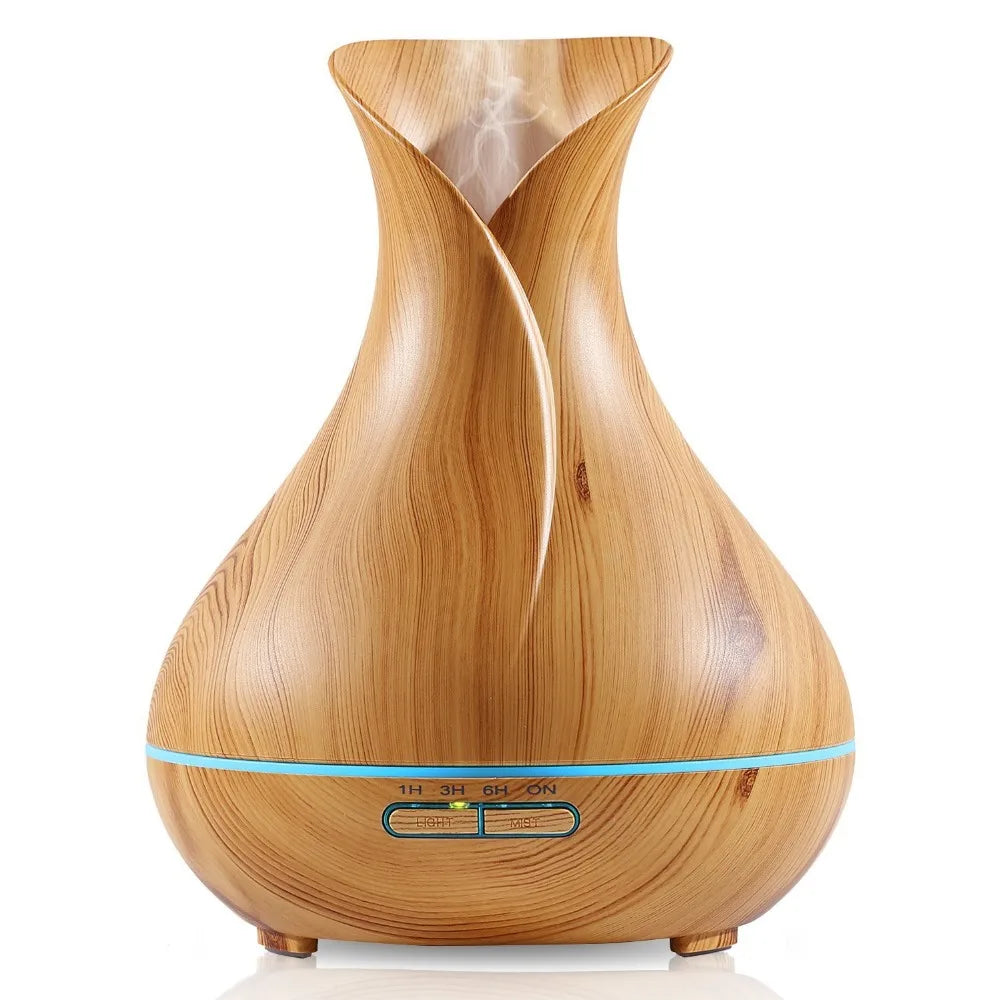 High Quality 500Ml Air Humidifier Aroma Essential Oils Diffuser Perfume Wood Grain Aromatherapy Remote Control for Home Bedroom