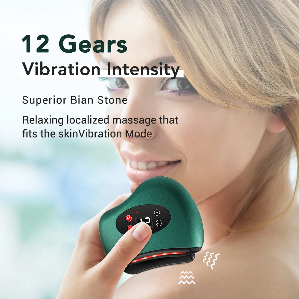 USB Electric Guasha Massager Hot Stone Heating Vibration Scraping Board Neck Back Massage Face Skin Gua Sha Facial Lifting Tools
