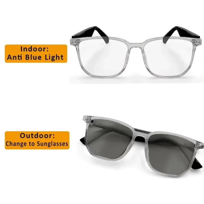 Smart Glasses Bluetooth Wireless Call Multifunctional Anti-Blue Light Discoloration Lenses Sunglasses for Cycling Mountaineering