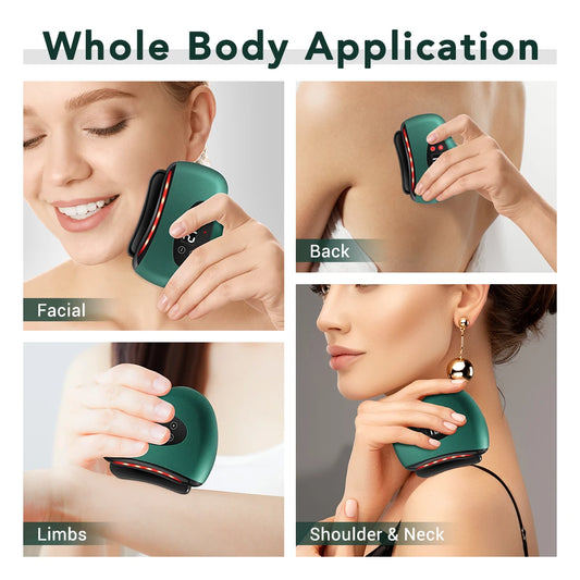 USB Electric Guasha Massager Hot Stone Heating Vibration Scraping Board Neck Back Massage Face Skin Gua Sha Facial Lifting Tools