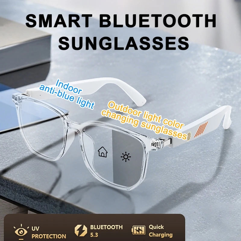 Smart Glasses Bluetooth Wireless Call Multifunctional Anti-Blue Light Discoloration Lenses Sunglasses for Cycling Mountaineering