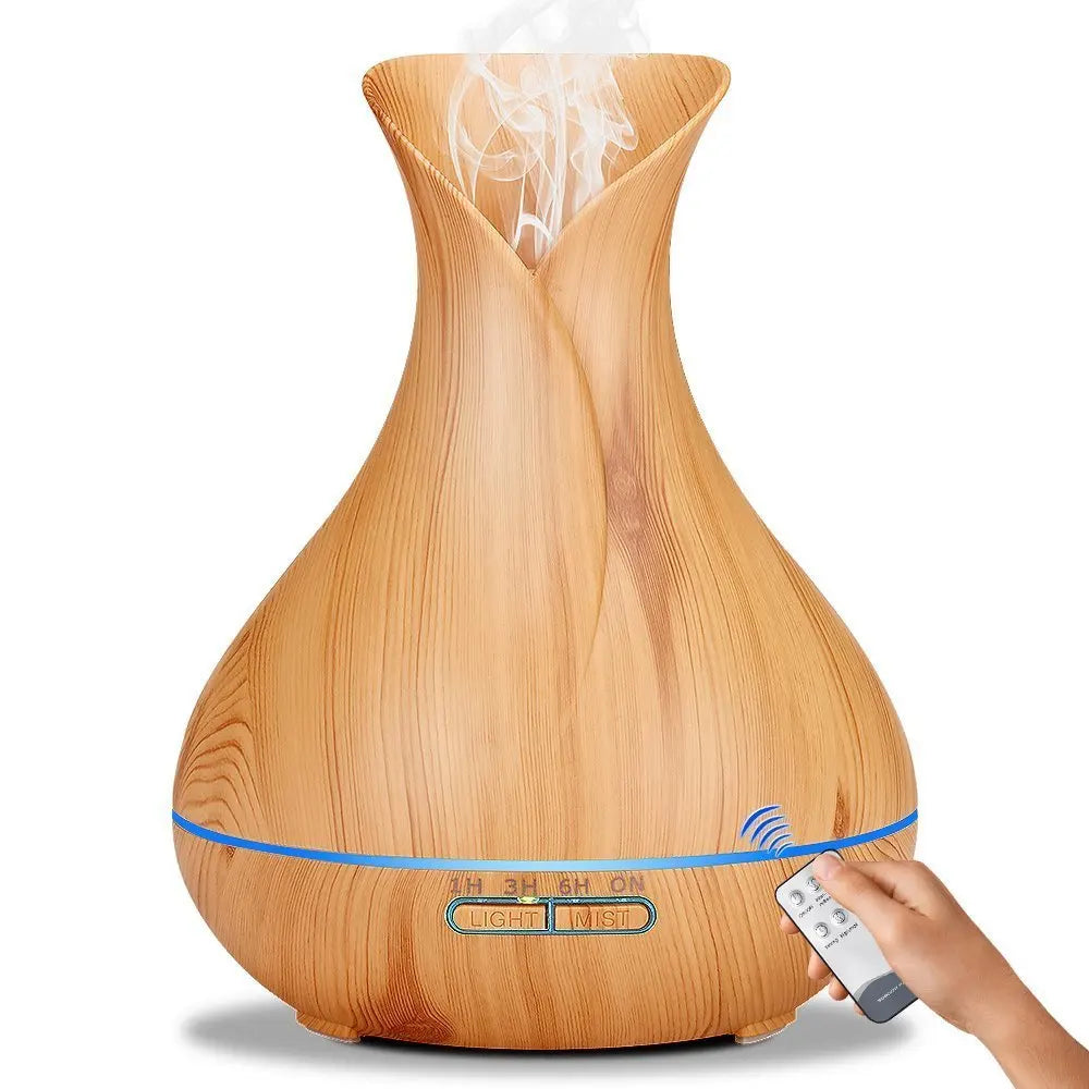 High Quality 500Ml Air Humidifier Aroma Essential Oils Diffuser Perfume Wood Grain Aromatherapy Remote Control for Home Bedroom