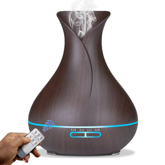 High Quality 500Ml Air Humidifier Aroma Essential Oils Diffuser Perfume Wood Grain Aromatherapy Remote Control for Home Bedroom