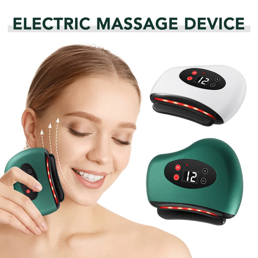 USB Electric Guasha Massager Hot Stone Heating Vibration Scraping Board Neck Back Massage Face Skin Gua Sha Facial Lifting Tools